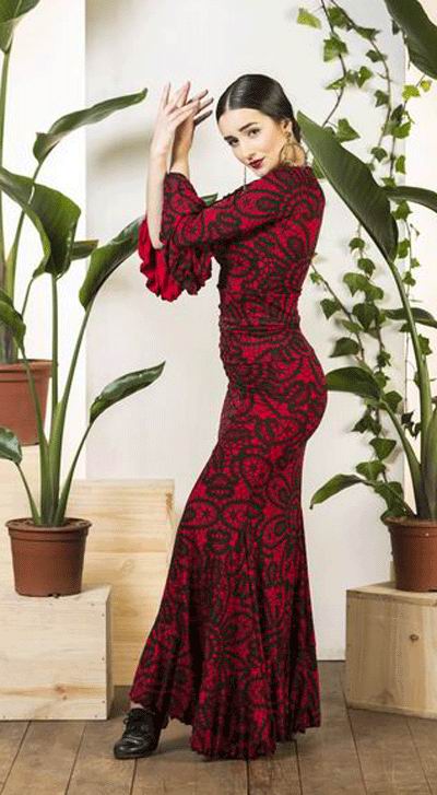 フラメンコ ファルダ 赤黒花柄　水玉 フラメンコ ファルダ 赤黒花柄 水玉 フラメンコ ファルダ 赤黒花柄 水玉